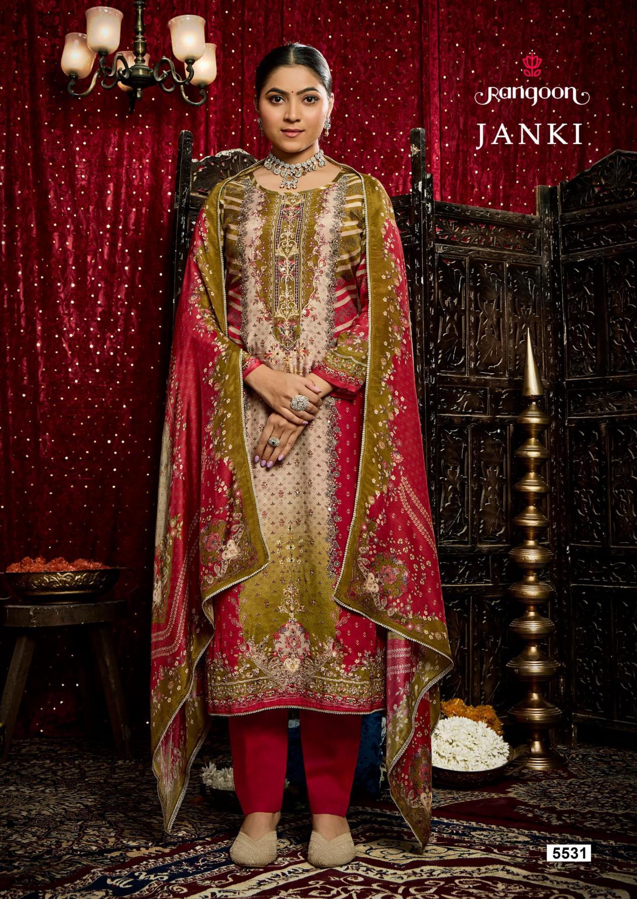 RANGOON JANKI MUSLIN READYMADE ELEGANCE STYLE 3PCS DRESS