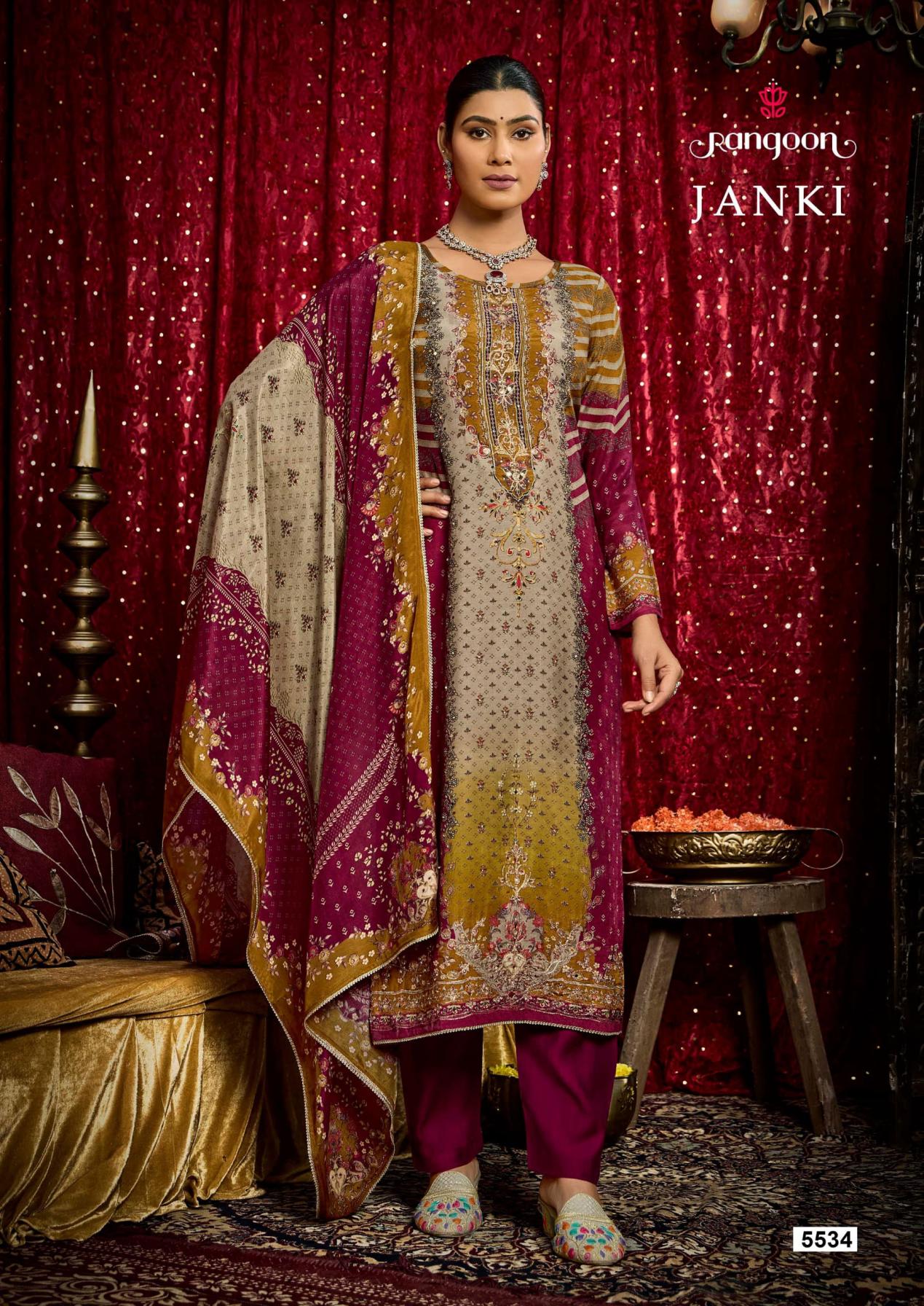 RANGOON JANKI MUSLIN READYMADE ELEGANCE STYLE 3PCS DRESS