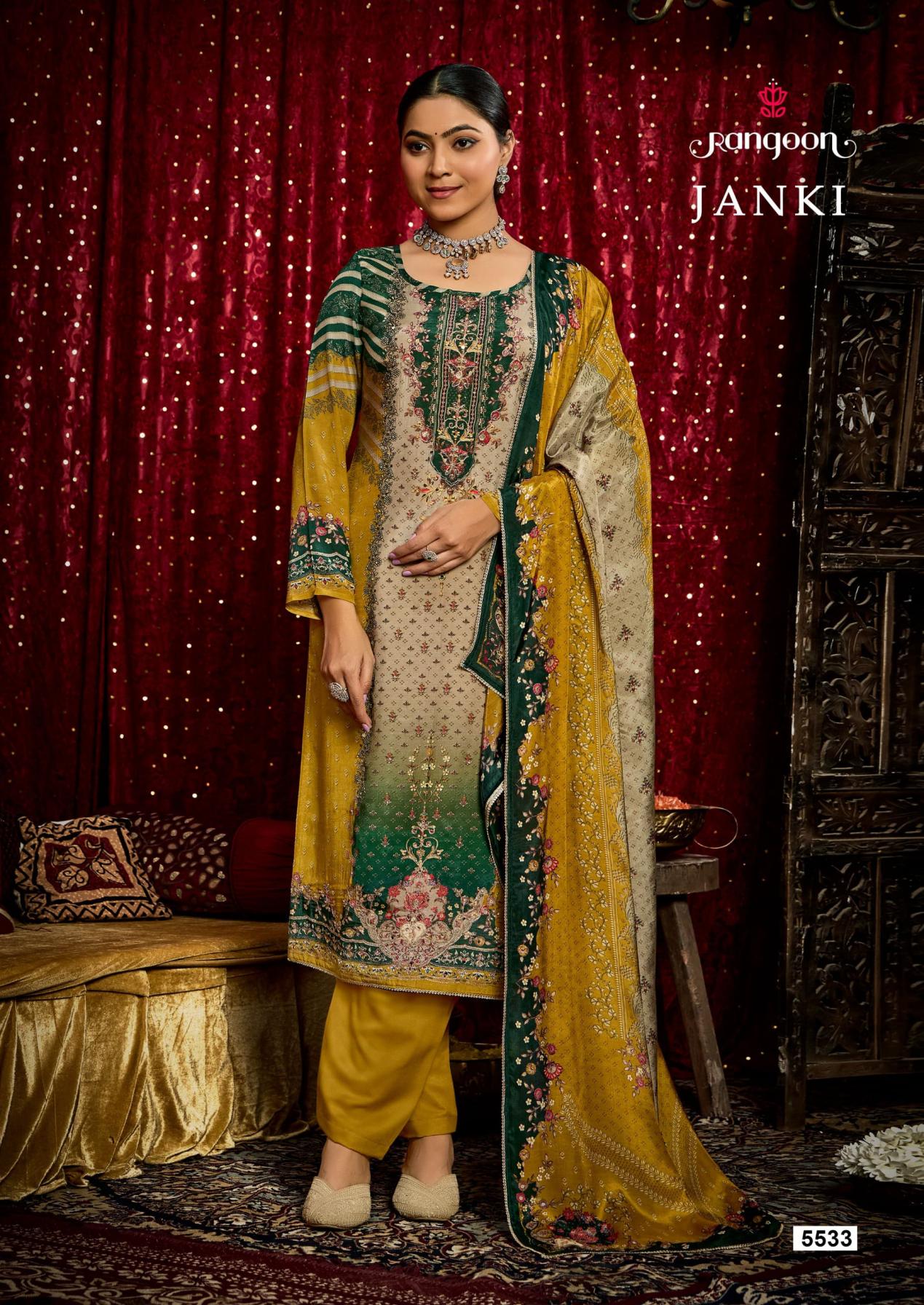 RANGOON JANKI MUSLIN READYMADE ELEGANCE STYLE 3PCS DRESS