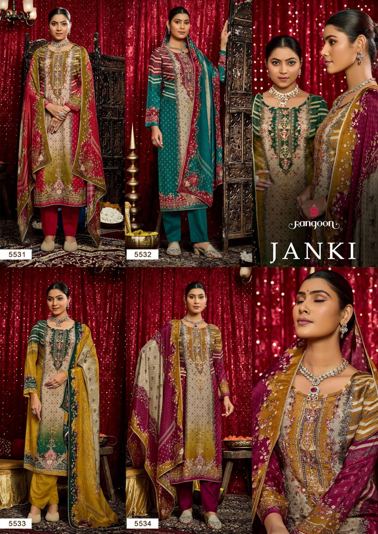 RANGOON JANKI MUSLIN READYMADE ELEGANCE STYLE 3PCS DRESS