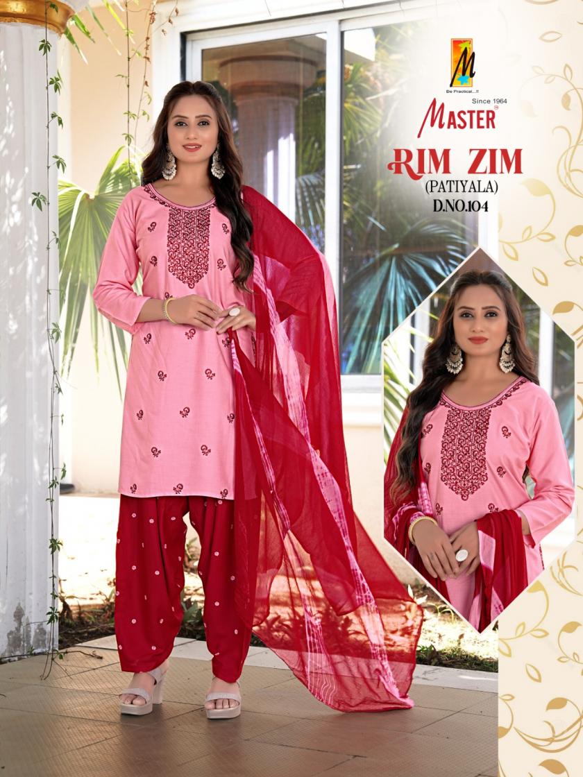 MASTER RIMZIM RAYON READYMADE STYLISH LOOK PATIYALA SUITS WHOLESALER