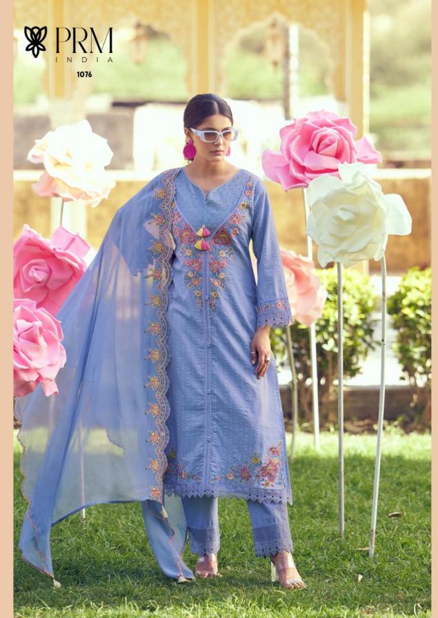 PRM INDIA EDEN ROSE COTTON READYMADE EXCLUSIVE DESIGN FULL STITCH 3PCS DRESS