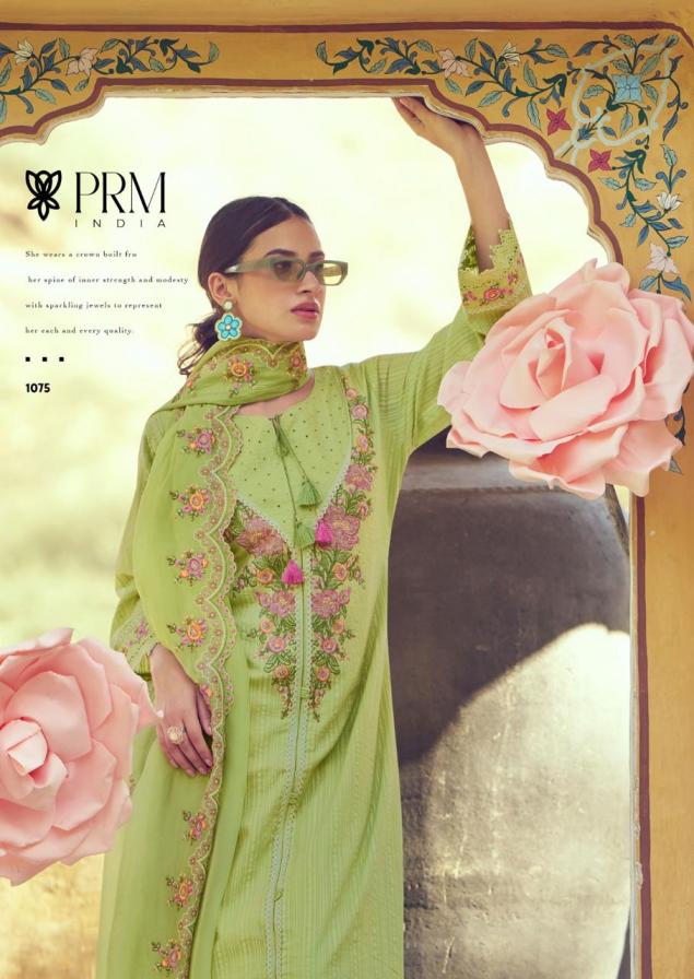 PRM INDIA EDEN ROSE COTTON READYMADE EXCLUSIVE DESIGN FULL STITCH 3PCS DRESS