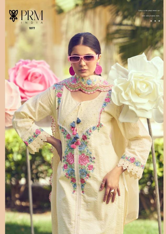 PRM INDIA EDEN ROSE COTTON READYMADE EXCLUSIVE DESIGN FULL STITCH 3PCS DRESS