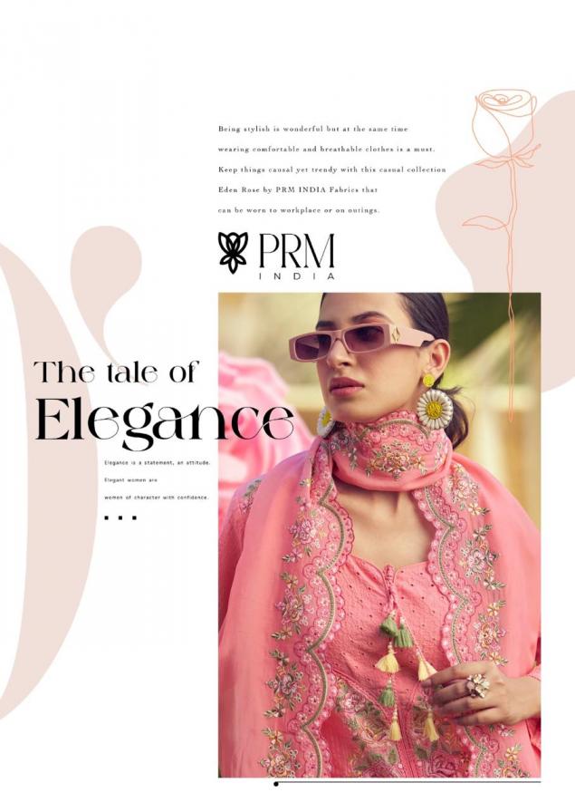 PRM INDIA EDEN ROSE COTTON READYMADE EXCLUSIVE DESIGN FULL STITCH 3PCS DRESS