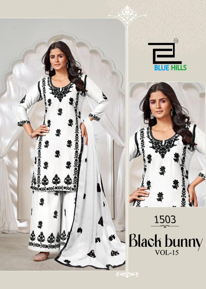 BLACK BUNNY VOL 15 BY BLUE HILLS RAYON READYMADE BIG SIZE UNIQUE PLAZZO SUIT FOR WOMENS