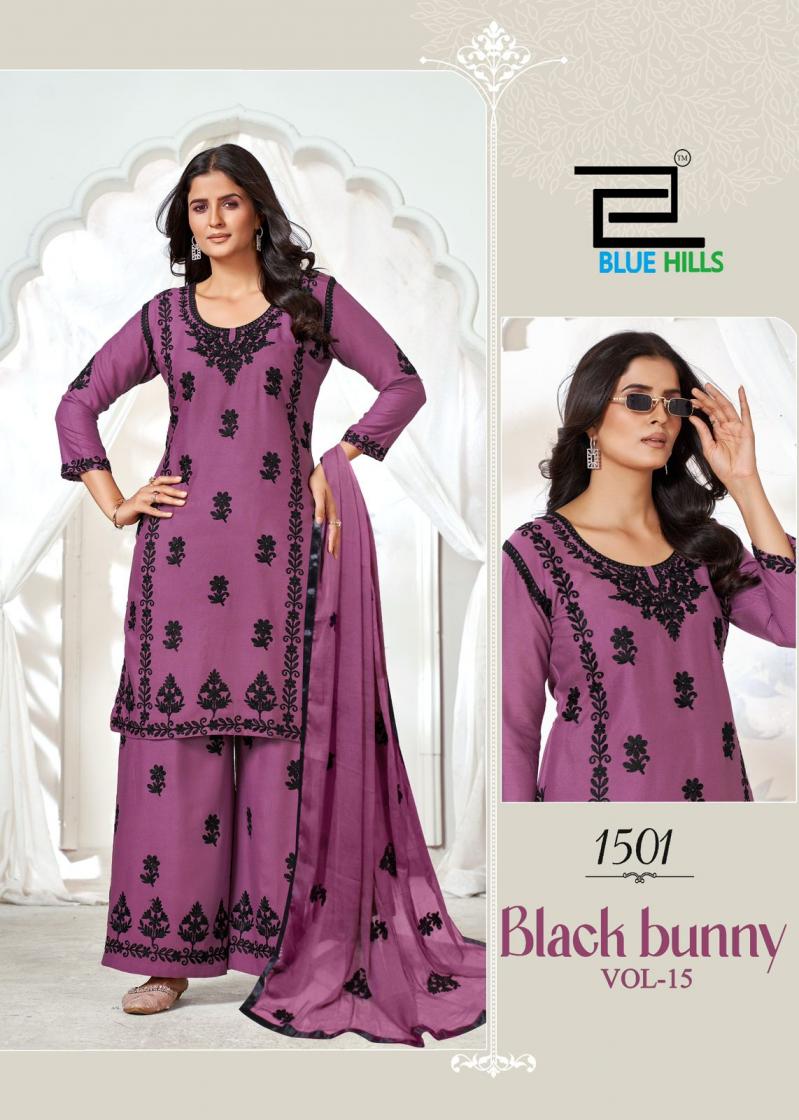 BLACK BUNNY VOL 15 BY BLUE HILLS RAYON READYMADE BIG SIZE UNIQUE PLAZZO SUIT FOR WOMENS