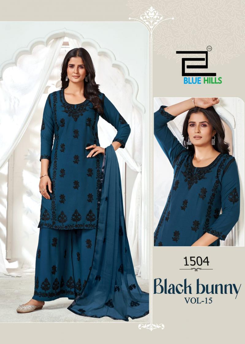 BLACK BUNNY VOL 15 BY BLUE HILLS RAYON READYMADE BIG SIZE UNIQUE PLAZZO SUIT FOR WOMENS