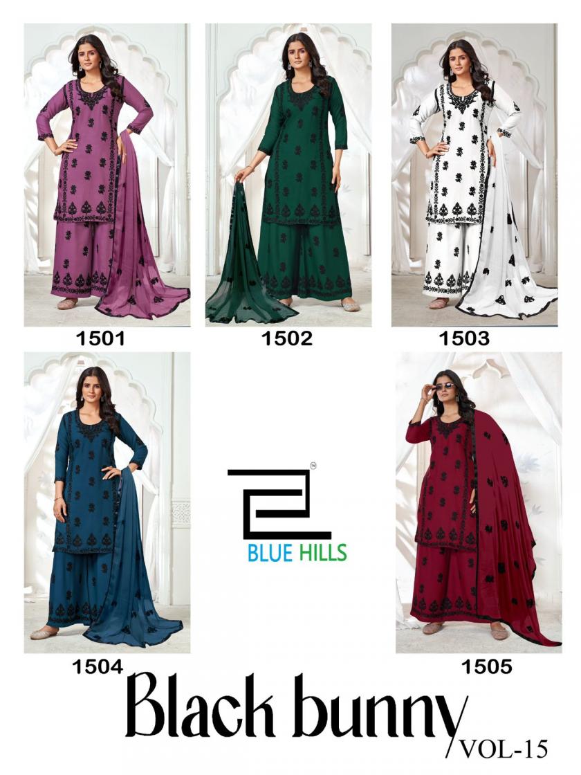 BLACK BUNNY VOL 15 BY BLUE HILLS RAYON READYMADE BIG SIZE UNIQUE PLAZZO SUIT FOR WOMENS