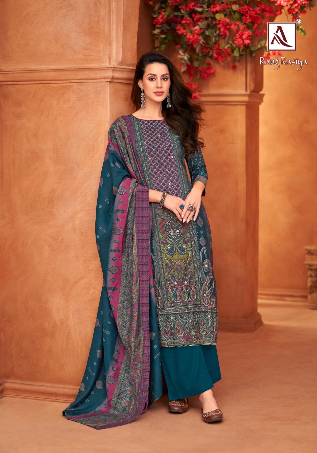 RANG RASIYA VOL 2 BY ALOK MUDAAL DISCHARGE PRINT PAKISTANI DRESS MATERIALS