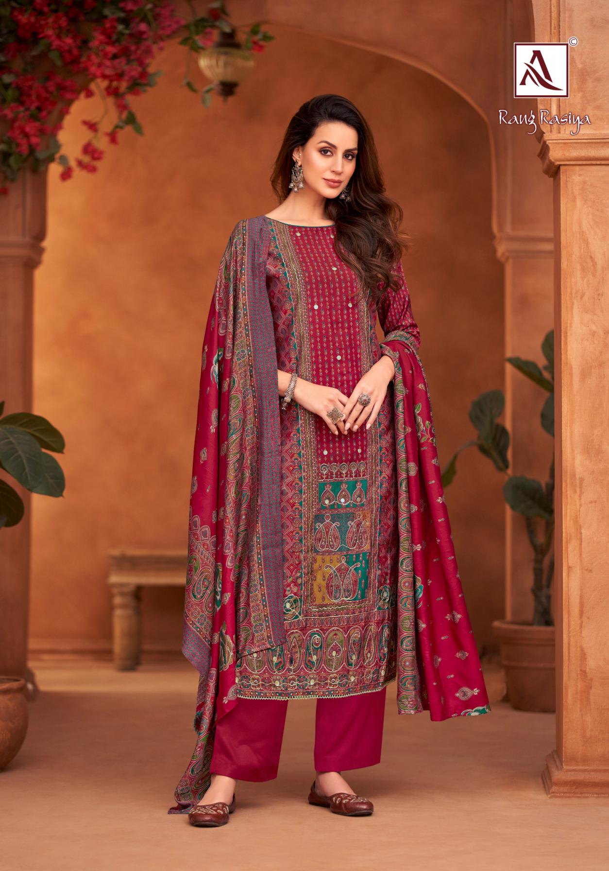 RANG RASIYA VOL 2 BY ALOK MUDAAL DISCHARGE PRINT PAKISTANI DRESS MATERIALS