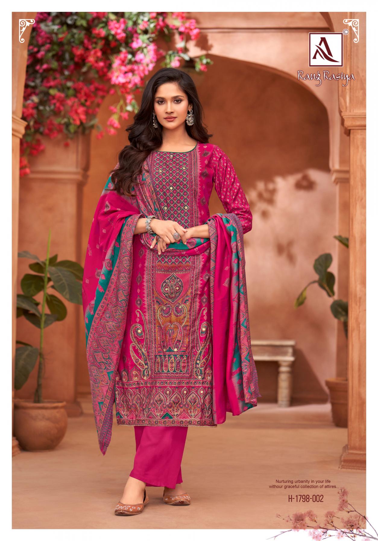 RANG RASIYA VOL 2 BY ALOK MUDAAL DISCHARGE PRINT PAKISTANI DRESS MATERIALS