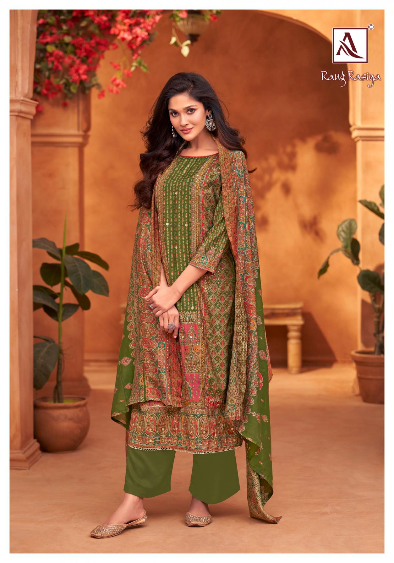 RANG RASIYA VOL 2 BY ALOK MUDAAL DISCHARGE PRINT PAKISTANI DRESS MATERIALS