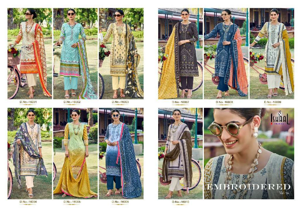 ISHAAL EMBROIDERED VOL 16 BY ISHAAL PRINTS LAWN HIT DESIGN PAKISTANI MATERIAL