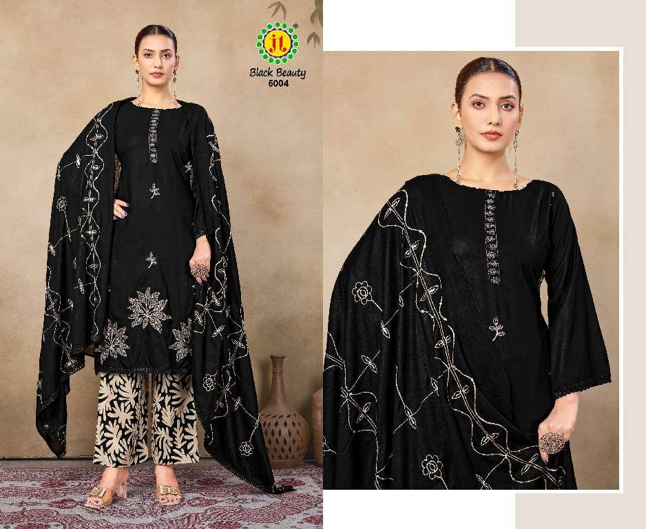 JT LAUNCH BLACK BEAUTY VOL-5 WHOLESALE RAYON WITH MIRROR EMBROIDERY STYLISH DRESS MATERIAL