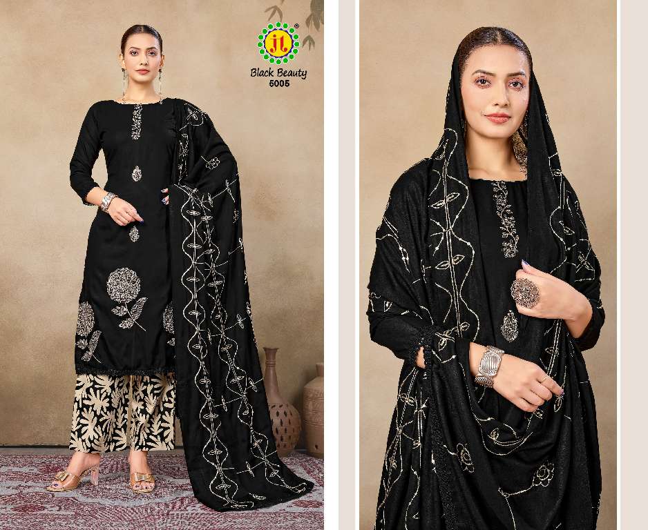 JT LAUNCH BLACK BEAUTY VOL-5 WHOLESALE RAYON WITH MIRROR EMBROIDERY STYLISH DRESS MATERIAL