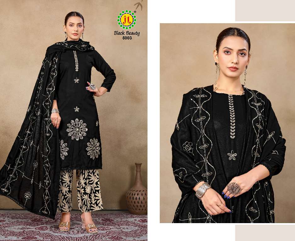 JT LAUNCH BLACK BEAUTY VOL-5 WHOLESALE RAYON WITH MIRROR EMBROIDERY STYLISH DRESS MATERIAL