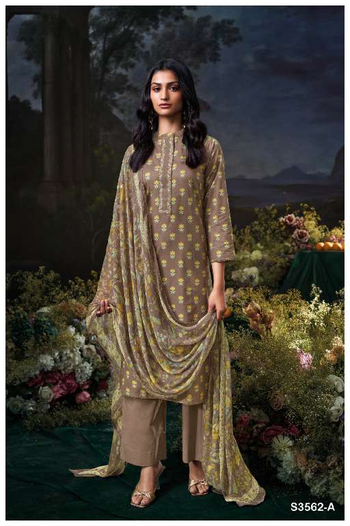 GANGA ANUSHREE S3562 WHOLESALE PREMIUM COTTON PRINTED WITH HAND WORK CLASSY SALWAR KAMEEZ
