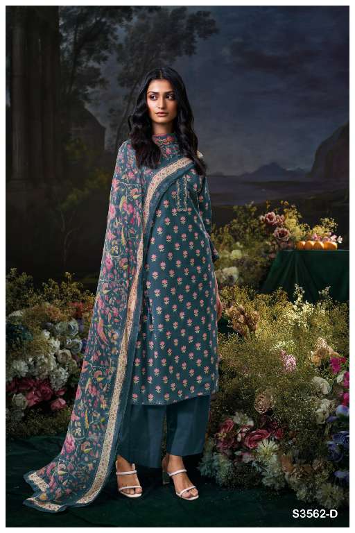 GANGA ANUSHREE S3562 WHOLESALE PREMIUM COTTON PRINTED WITH HAND WORK CLASSY SALWAR KAMEEZ