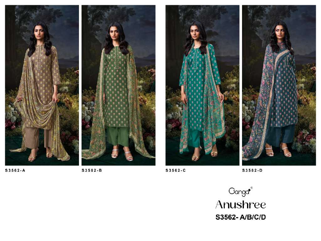 GANGA ANUSHREE S3562 WHOLESALE PREMIUM COTTON PRINTED WITH HAND WORK CLASSY SALWAR KAMEEZ