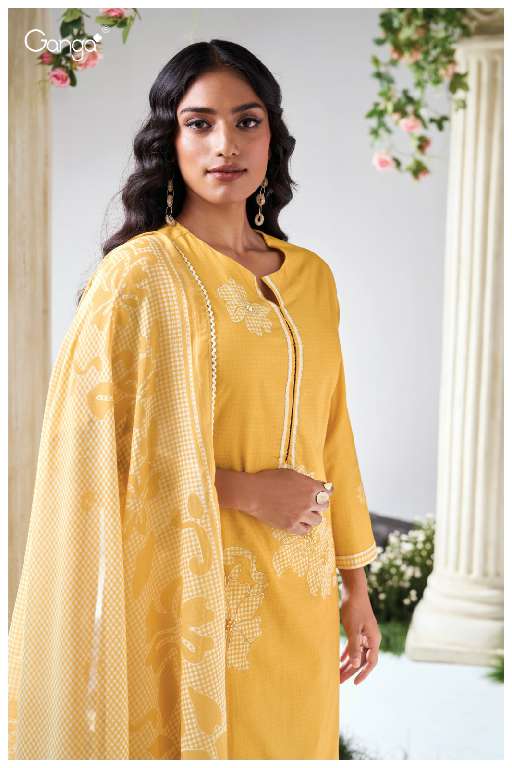 GANGA IYANA S3667 WHOLESALE PREMIUM COTTON LINEN PRINTED WITH HAND EMBROIDERY FASHIONABLE SUITS