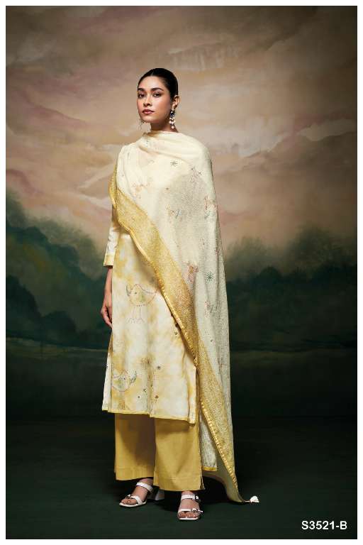 GANGA MEELA S3521 WHOLESALE PREMIUM PURE MAL PRINTED WITH HAND WORK FANCY TOP WITH PALAZZO AND DUPATTA