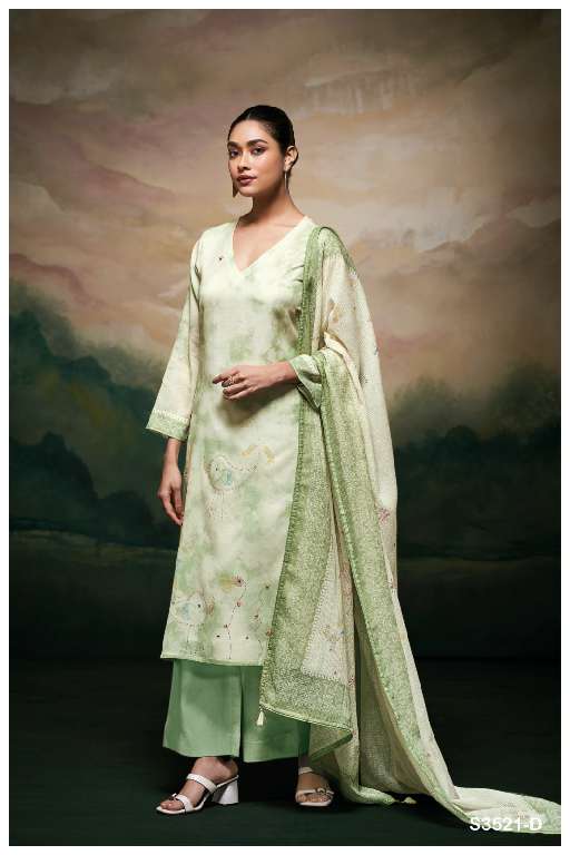 GANGA MEELA S3521 WHOLESALE PREMIUM PURE MAL PRINTED WITH HAND WORK FANCY TOP WITH PALAZZO AND DUPATTA