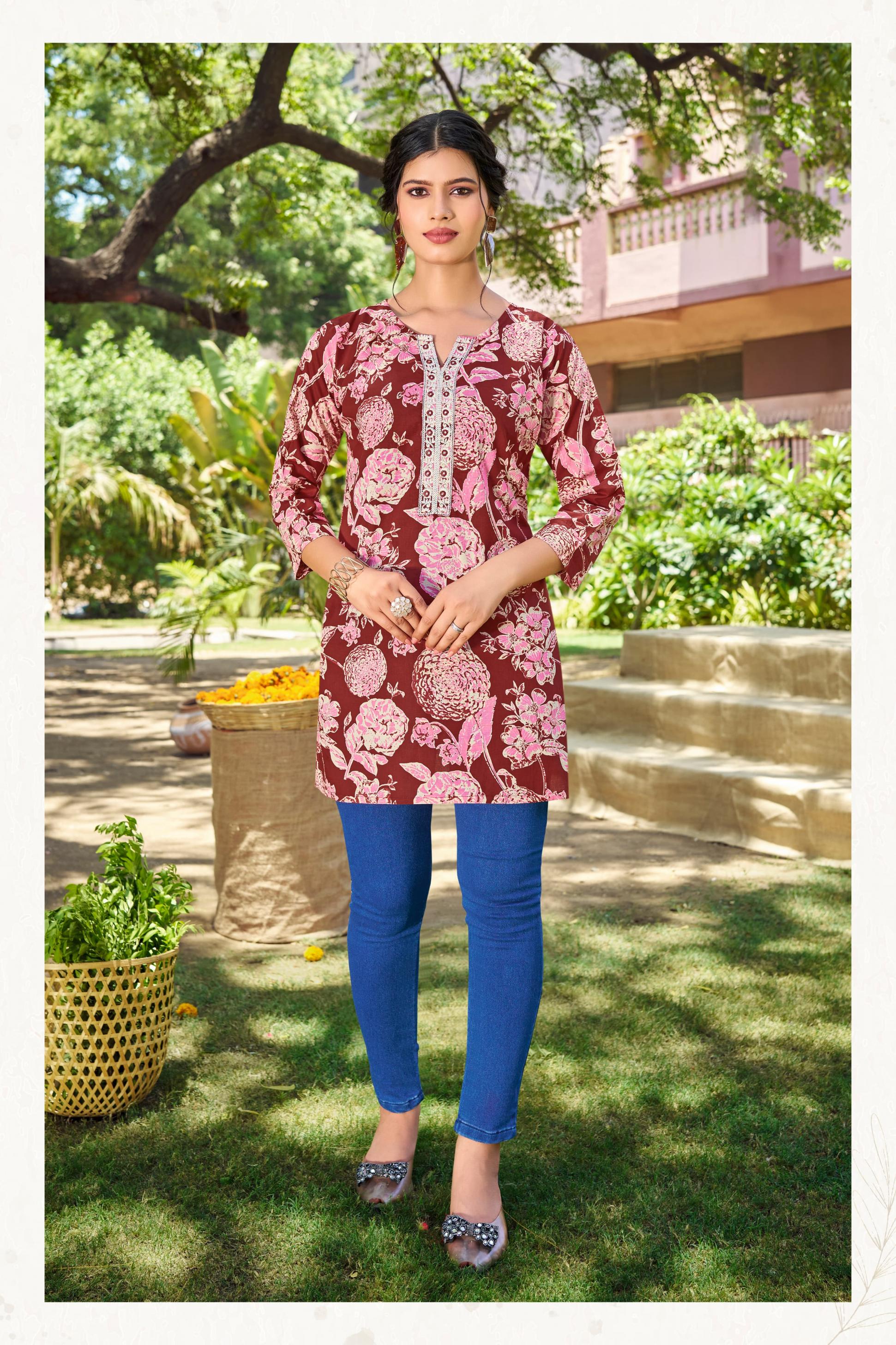 TIPS AND TOPS COTTON CANDY VOL 7 COTTON READYMADE CLASSIC WESTERN TOP FOR GIRLS