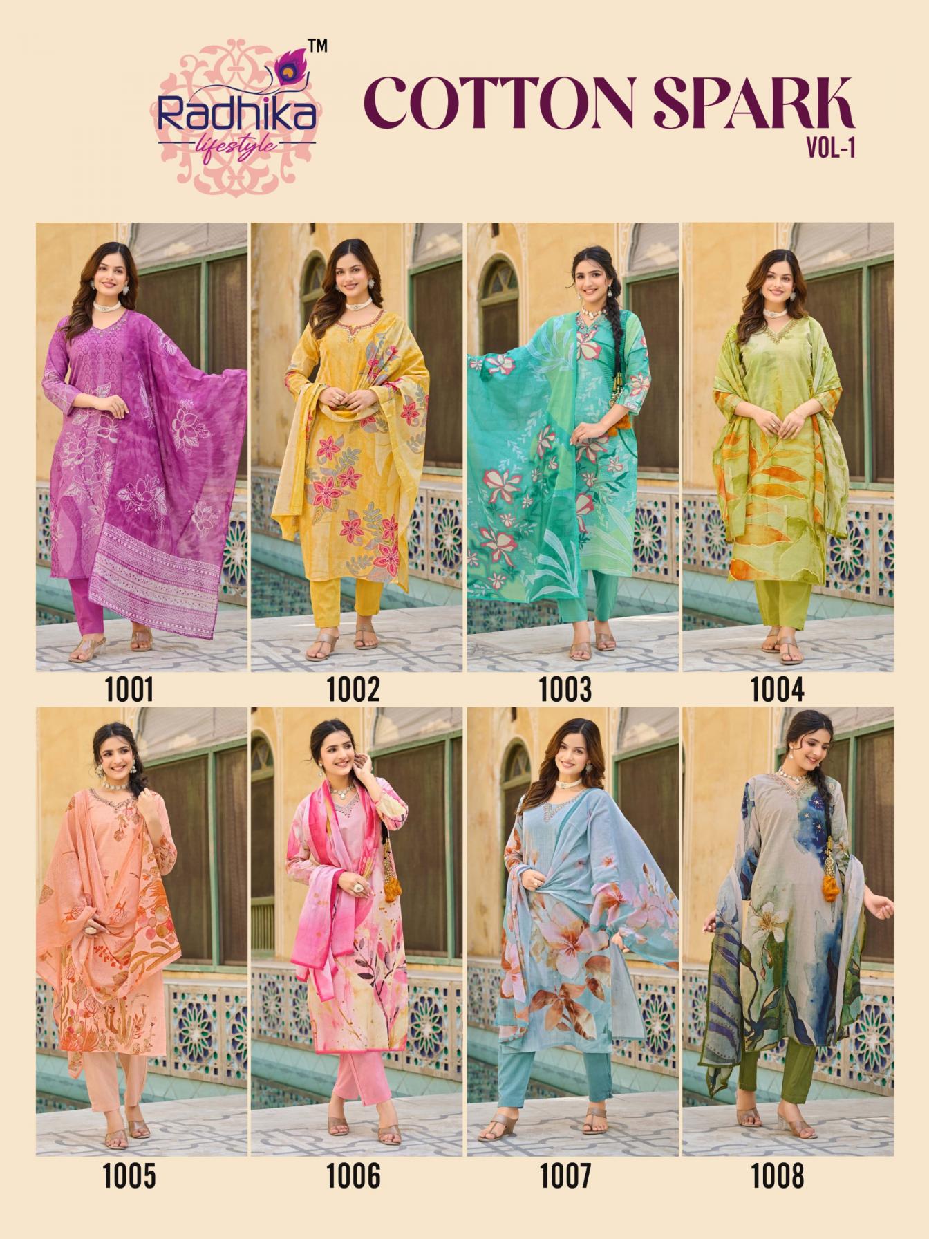 RADHIKA LIFESTYLE COTTON SPARK VOL 1 READYMADE COTTON CLASSIC LADIES SUITS