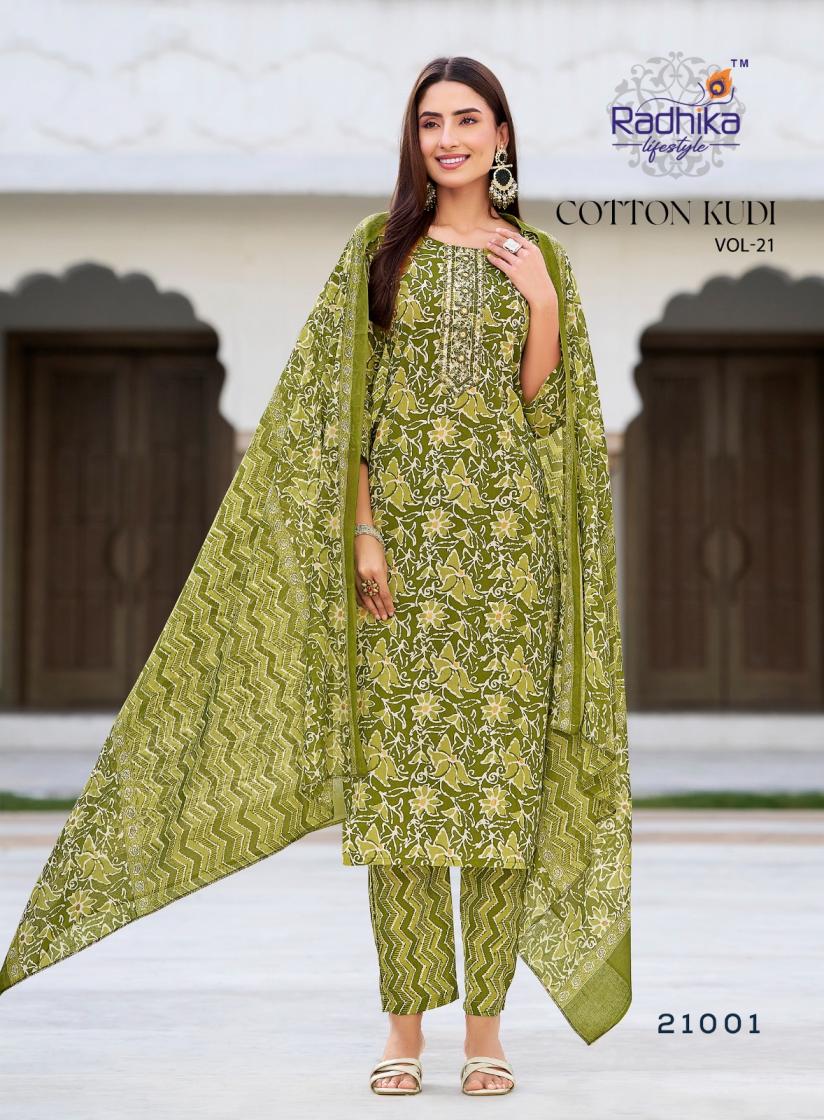 COTTON KUDI VOL 21 BY RADHIKA LIFESTYLE CLASSIC LOOK READYMADE PLUS SIZE 3PCS DRESS