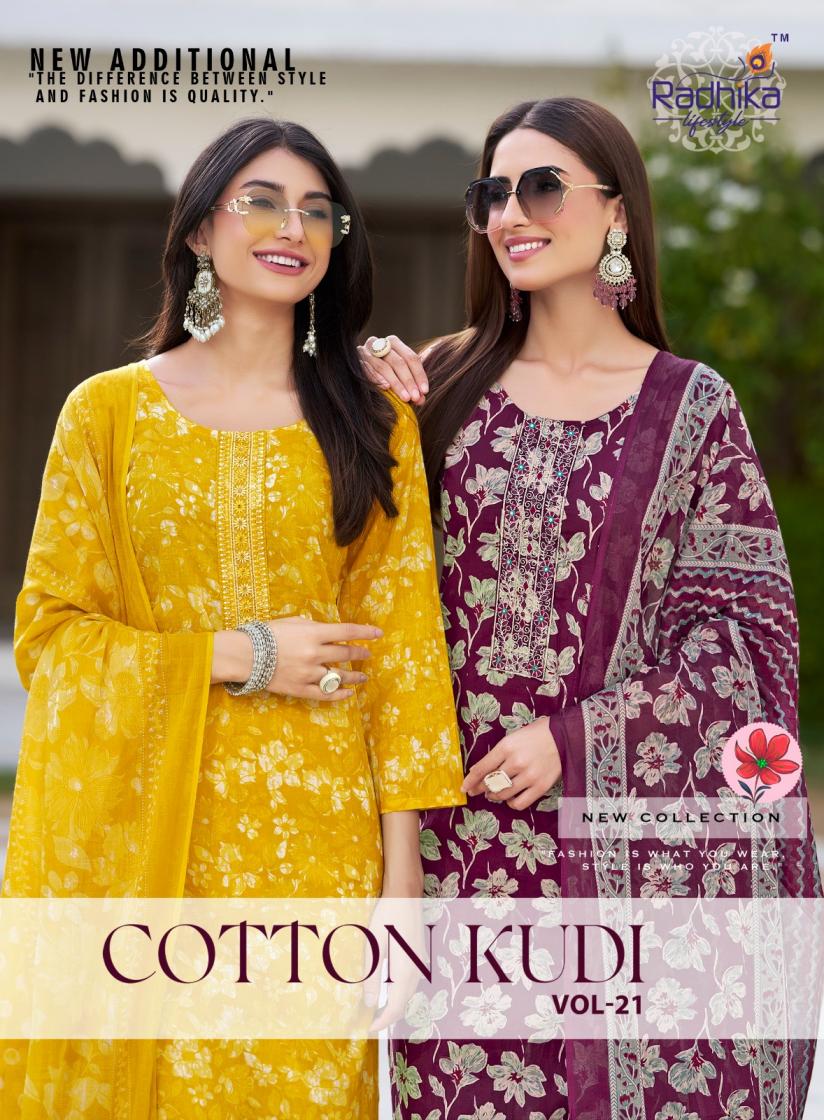 COTTON KUDI VOL 21 BY RADHIKA LIFESTYLE CLASSIC LOOK READYMADE PLUS SIZE 3PCS DRESS
