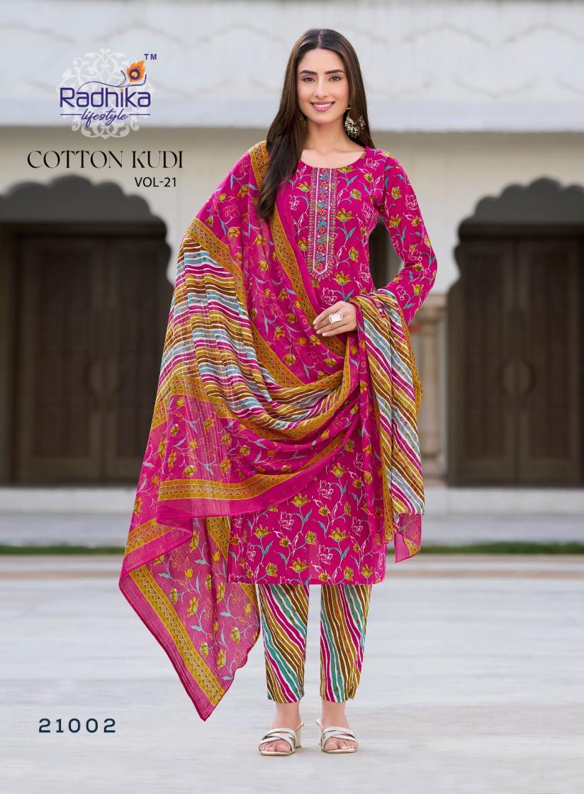 COTTON KUDI VOL 21 BY RADHIKA LIFESTYLE CLASSIC LOOK READYMADE PLUS SIZE 3PCS DRESS