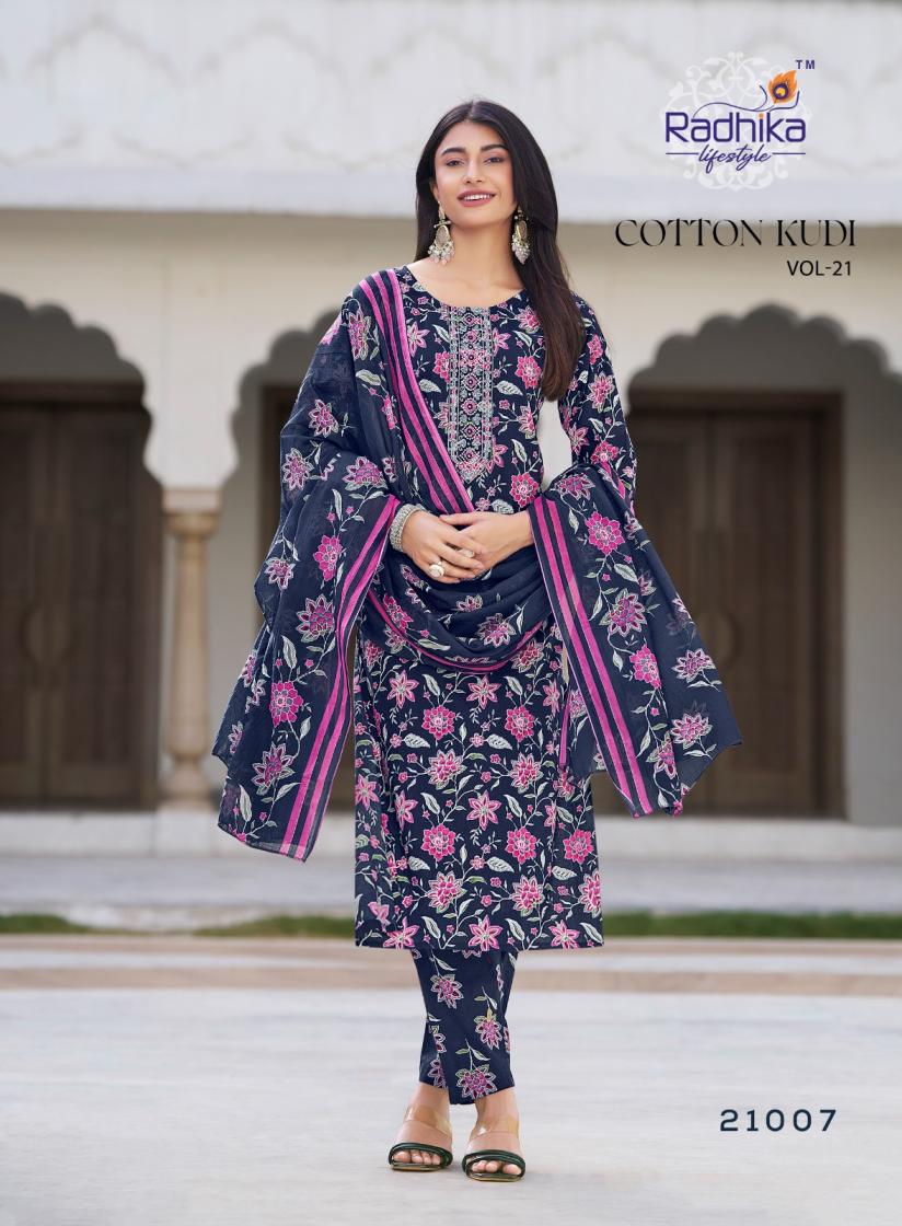 COTTON KUDI VOL 21 BY RADHIKA LIFESTYLE CLASSIC LOOK READYMADE PLUS SIZE 3PCS DRESS