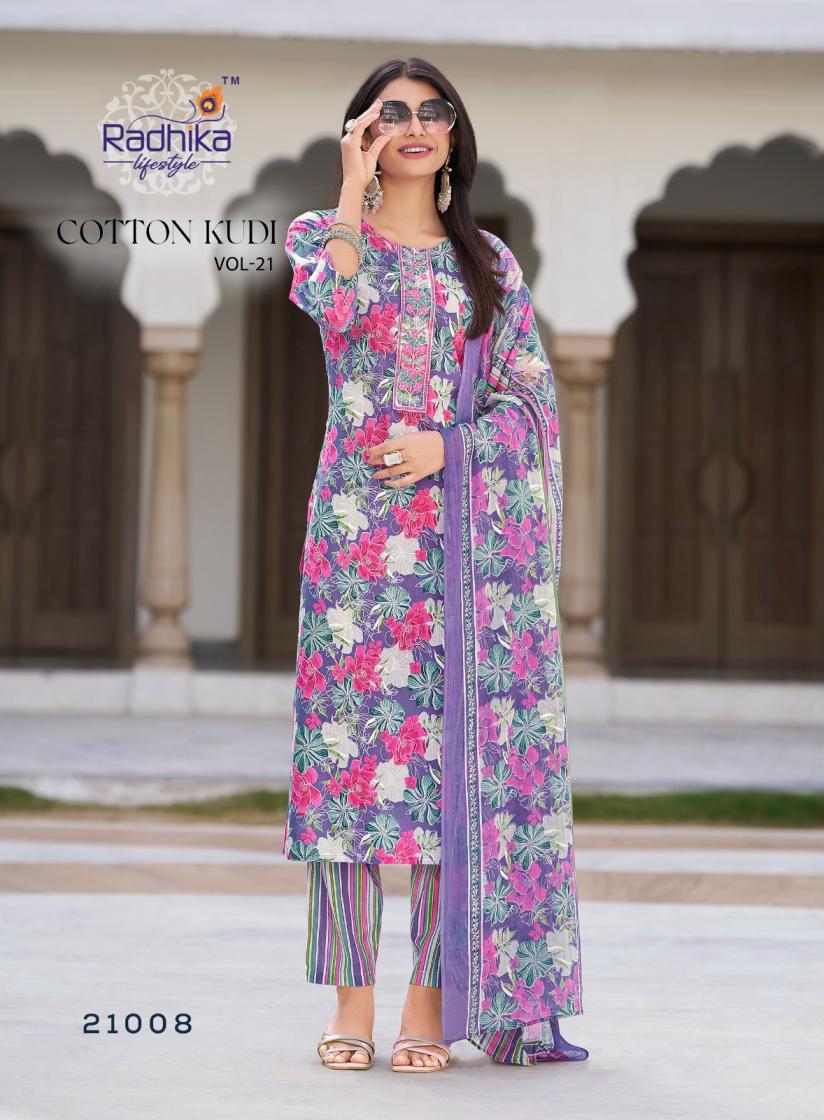 COTTON KUDI VOL 21 BY RADHIKA LIFESTYLE CLASSIC LOOK READYMADE PLUS SIZE 3PCS DRESS