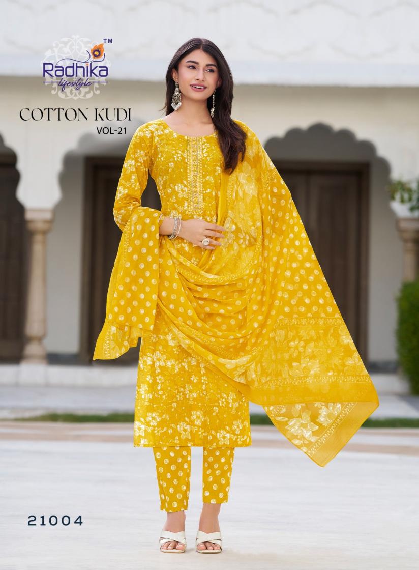 COTTON KUDI VOL 21 BY RADHIKA LIFESTYLE CLASSIC LOOK READYMADE PLUS SIZE 3PCS DRESS