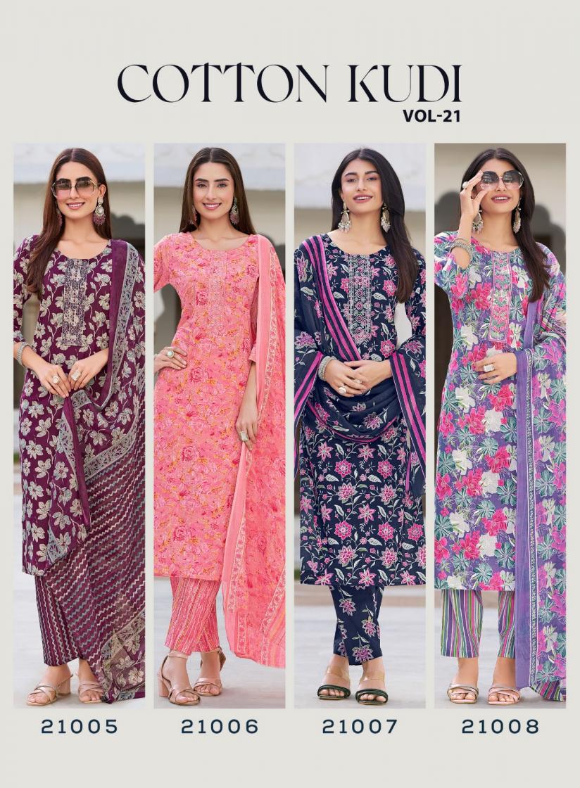COTTON KUDI VOL 21 BY RADHIKA LIFESTYLE CLASSIC LOOK READYMADE PLUS SIZE 3PCS DRESS