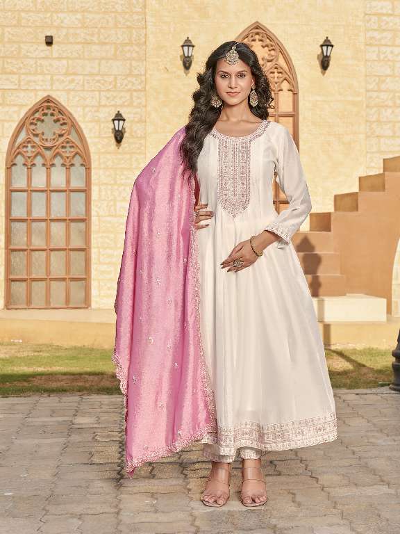 AANCHI VANILLA WHOLESALE VICHITRA SILK FULLY STITCHED 3 PCS FLAIR UNIQUE COLOR DRESS
