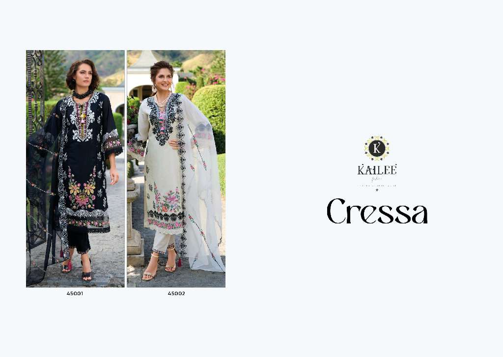 KAILEE CRESSA WHOLESALE READYMADE BLACK AND WHITE COLOR PREMIUM SUMMER FANCY SALWAR SUITS