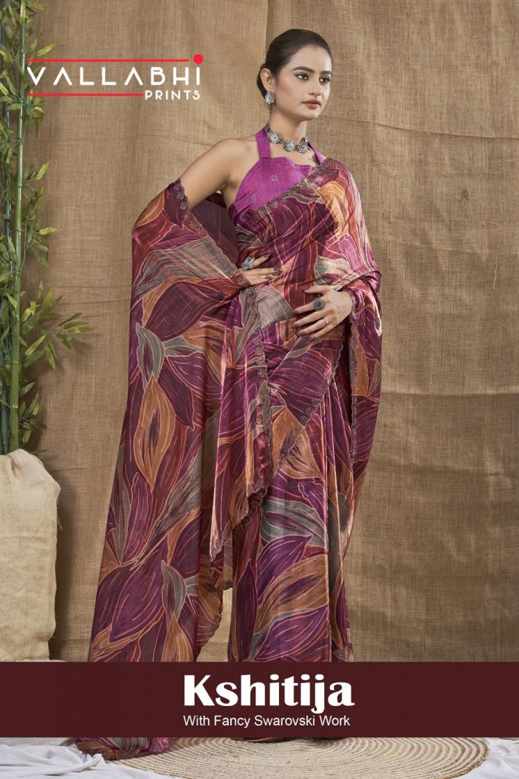 KSHITIJA BY VALLABHI PRINTS CHIFFON PRETTY LOOK SAREE WHOLESALER