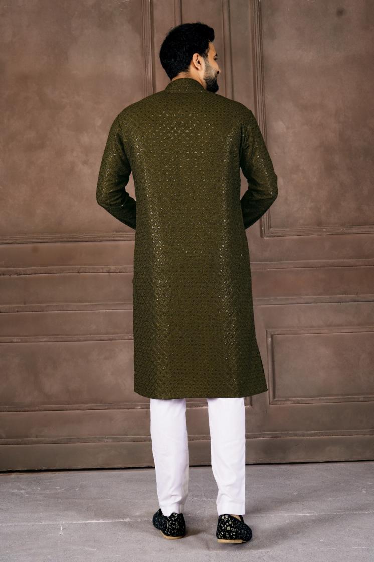 AR EXPORTS MANYAVAR VOL 1 RAYON SHIFFLLI SEQUENCE WORK READYMADE CLASSIC MENS KURTA