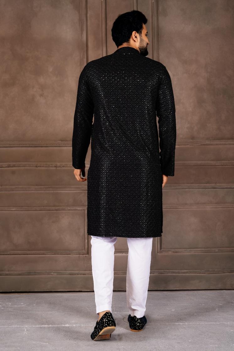 AR EXPORTS MANYAVAR VOL 1 RAYON SHIFFLLI SEQUENCE WORK READYMADE CLASSIC MENS KURTA