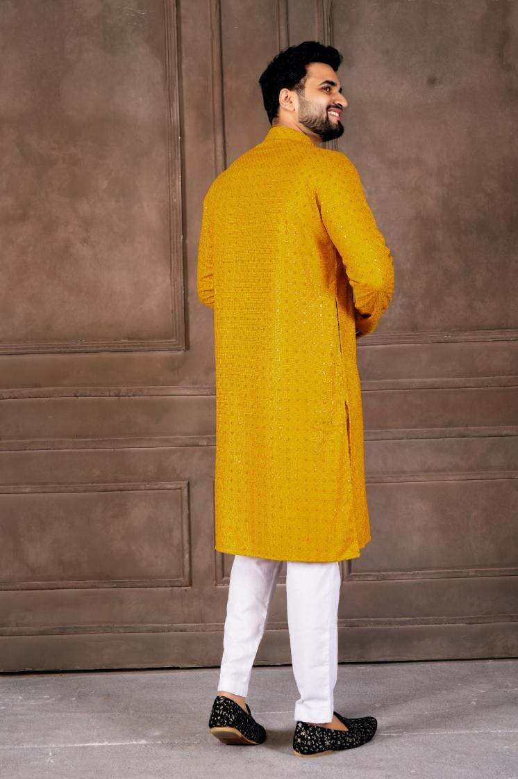 AR EXPORTS MANYAVAR VOL 1 RAYON SHIFFLLI SEQUENCE WORK READYMADE CLASSIC MENS KURTA