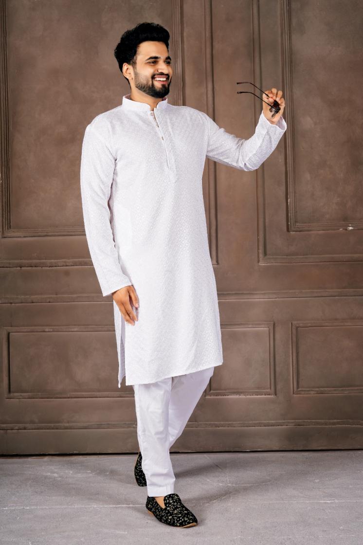 AR EXPORTS MANYAVAR VOL 1 RAYON SHIFFLLI SEQUENCE WORK READYMADE CLASSIC MENS KURTA