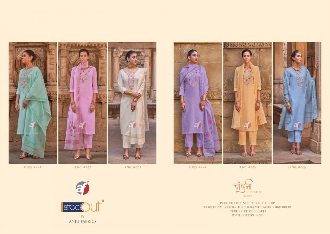 CHANDANI VOL 4 BY ANJU FAB FULL STITCH PURE COTTON SALWAR SUIT COLLECTION