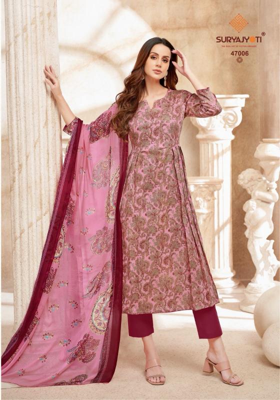SURYAJYOTI NAISHAA VOL 47 JAM SATIN PRINT FANCY UNSTITCH SALWAR KAMEEZ