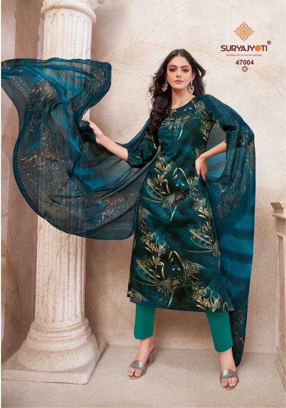 SURYAJYOTI NAISHAA VOL 47 JAM SATIN PRINT FANCY UNSTITCH SALWAR KAMEEZ