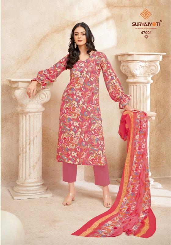 SURYAJYOTI NAISHAA VOL 47 JAM SATIN PRINT FANCY UNSTITCH SALWAR KAMEEZ