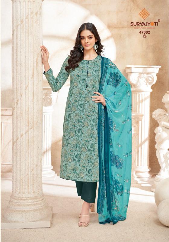 SURYAJYOTI NAISHAA VOL 47 JAM SATIN PRINT FANCY UNSTITCH SALWAR KAMEEZ