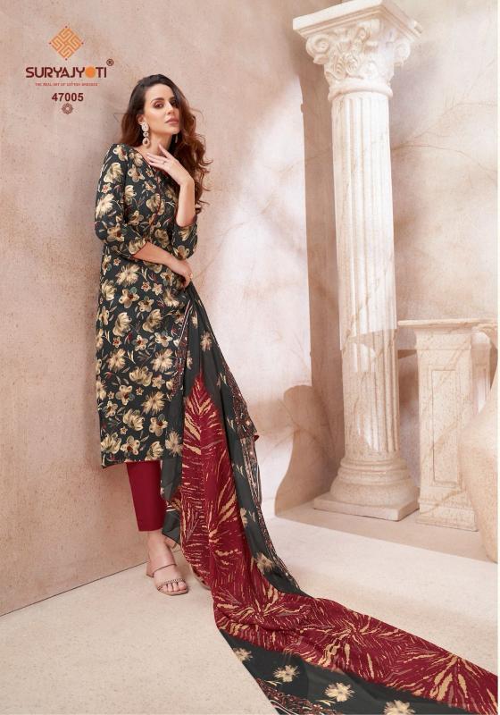 SURYAJYOTI NAISHAA VOL 47 JAM SATIN PRINT FANCY UNSTITCH SALWAR KAMEEZ