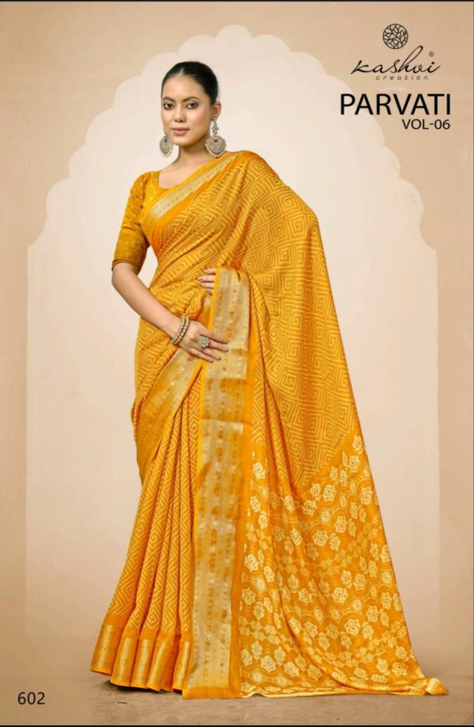 PARVATI VOL 6 BY KASHVI CREATION JACQUARD SILK PRETTY LOOK SAREE EXPORTS